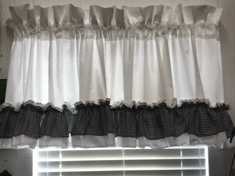 Cottage Gingham Ruffled Valance