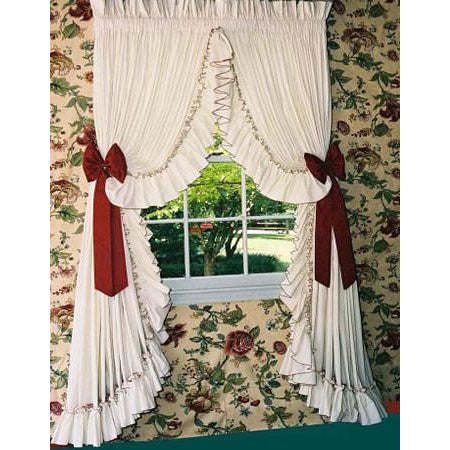 Pearl Edge Ruffled Curtains(WHITE 100"W)
