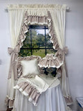 Exclusive Cottage Gingham Ruffled Curtain in Khaki and Accessories