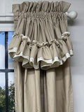 Clarissa Cottage Ruffled Swag Curtain in Gingham/Khaki *Patent Pending*