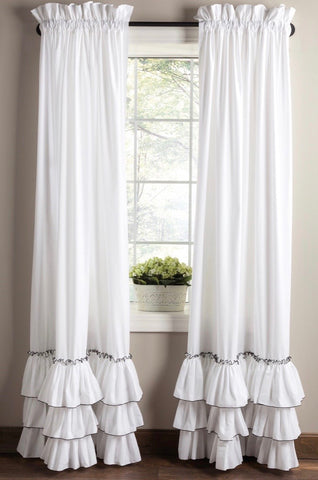 Pearl Edged Kimberly Ruffled Curtain (NATURAL base)